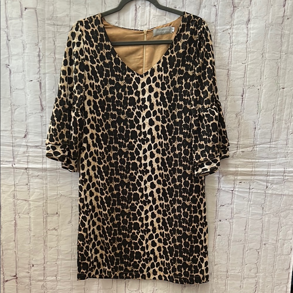 Leopard Print Oversized V-Neck Ruffle Sleeve Shift Dress Belongsei Amazon Medium
